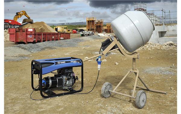 Portable generating set on a construction site