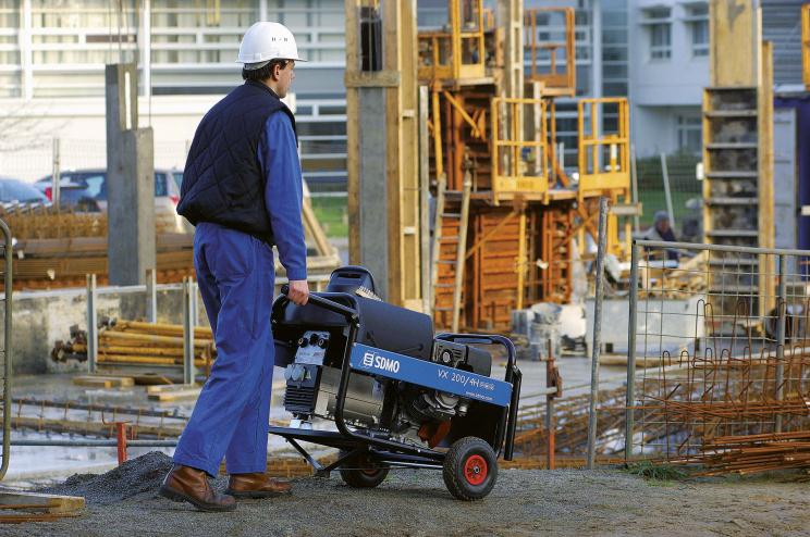 Handling a portable genset on a construction site